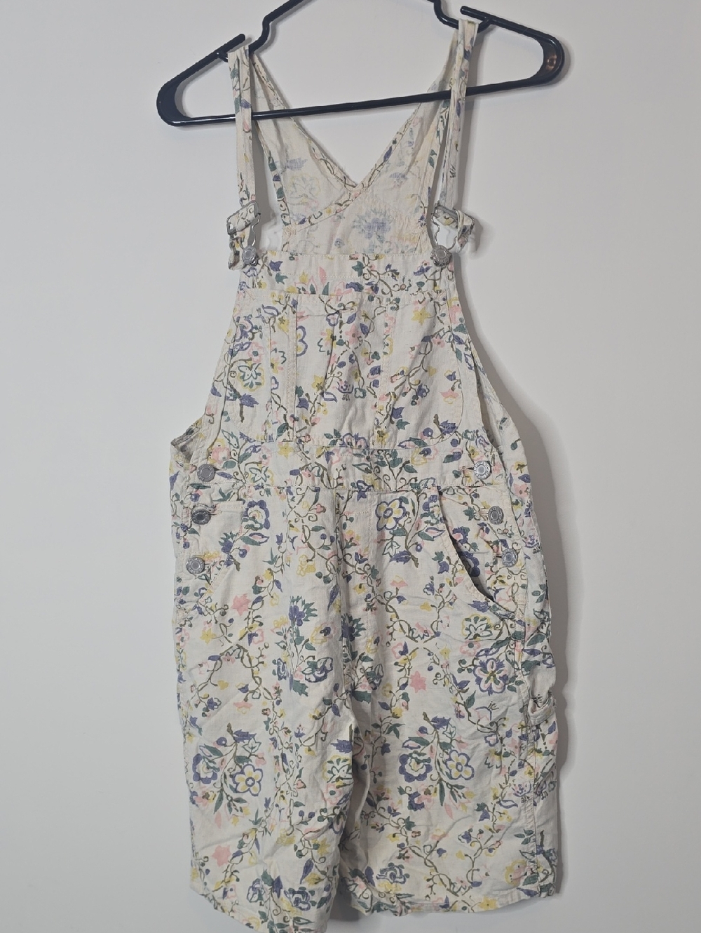 Vintage 90's ESPRIT Floral Print Linen Blend Short Overalls